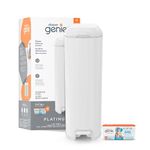 Diaper Genie Platinum Diaper Pail, White - Made in Durable Stainless Steel and Includes 1 Easy Roll Refill with 18 Bags