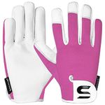 SAWANS Leather Gardening Gloves Ladies and Mens Thorn Proof Garden Gloves for Women and Men Ideal Gardening Gifts Durable Goatskin Work Gloves (M, Pink)