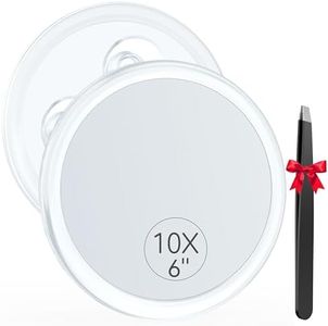 Auxmir 10X Vergrößerungsspiegel 15cm mit 3 Saugnäpfen, Kosmetikspiegel mit 10-Fach Vergrößerung, Schminkspiegel Wandspiegel für Zuhause Badezimmer Reisen