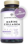 Marine Collagen with Hyaluronic Acid for Skin Care, Hair Care, Joints. Magnesium, Vitamin C. Hydrolysed Collagen Supplements. Anti Aging. Best Collagen PEPTAN. 90 Veggie Caps. EU. N2 Natural Nutrition