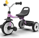 KRIDDO Kids Tricycle for 18 Months to 3 Years, Foldable Toddler Tricycle with Storage Basket, Kids Trike for 2 Years, Adjustable Easy to Carry Ergonomic Seat, Stable Structure for Smooth Ride, Purple