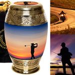 Gone Golfing Cremation Urns for Human Ashes Adult Male for Funeral & Cremation Urns for Adult Male Large Urns for Dad and Cremation Urns for Men Adults XL Large & Small Golf Urns for Ashes