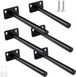 20 cm Solid Steel Floating Shelf Bracket (6 pcs) - 8" Blind Shelf Supports - Hidden Brackets for Floating Wood Shelves - Invisible Support for Any Type of Shelf – Screws and Wall Plugs Included