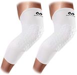 McDavid 6446 Extended Compression Leg Sleeve with HexPad Protective Pad, White, Medium-One Pair