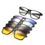 JIM HALO Magnetic Polarized Clip On Sunglasses for Men 5Pcs Rectangle Plastic Frame for Night Driving