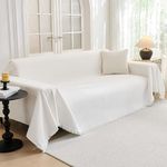 MYSKY HOME Couch Cover Sectional Couch Covers for Pet, Kids, 91" x 134", White