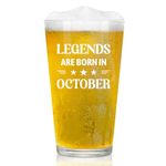 Joymaking Beer Glass Birthday Gifts for Men - Legends are Born in October, Gifts for Men Birthday Present, Mens Birthday Gifts, Gifts for Him Who Has Everything, Gifts for Men Birthday Unique 15oz