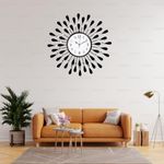 Vintage of world® Wall Clock for Home Stylish 20 inch dial 8 inch Black Colour Beautiful Flower Design Antique Style Art Unique Office Decor Iron Metal Glass (B0) (B 20 in)