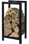 idooka Large Rectangular Log Storage Firewood Industrial Black Finish Stylish Metal Finish Firewood Storage Rack Shelf Holder Ventilation for Wood Height 59cm Solid Indoor Outdoor Usage