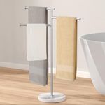 KES Free Standing Towel Rail for Bathroom Towel Rack Towel Holder Swivel Arms with Weighted Marble Base, SUS304 Stainless Steel Brushed Finish, BTH219-2