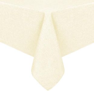 Hiasan Faux Linen Rectangle Tablecloth - Wrinkle and Stain Resistant Washable Table Cloth for Kitchen Dining Room Holiday Table Cover for Dinner, Champagne, 60 x 102 Inch