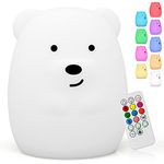 Cute Bear Kids Night Light,Silicone Rechargeable Nursery NightLights,Portable Changing Mode Multicolor Lamp Light Children Bedroom,Gifts for Women Toddler Baby Kawaii Room Decor