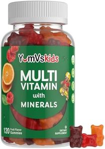 YUM-V's MultiVitamin Chewable Kids Jellies (Gummies), Fruit Flavor (120 Ct); Dietary Supplement w/Vitamins & Minerals – Vitamin D 600 IU, Vitamins B12, B6, E, C, A, Zinc, Kosher, Halal, Gluten Free