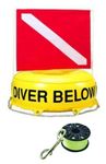 DiveSafe Inflatable Diver Down Flag - Easy Towing Buoy with 100ft ABS Reel - Float Ideal for scuba diving, snorkelling, spearfishing and swimming