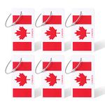 Vividwise 6Pack Luggage Tags, Canada Luggage Tag for Suitcase, Canadian Flag Maple Leaf Plastic Baggage Tag with ID Card, Stainless Steel Loops for Secure Fastening (6 Pack, Red)