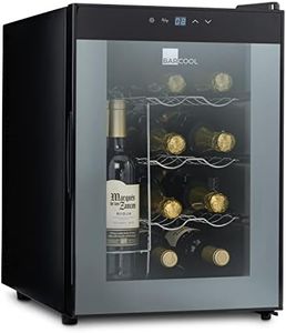 Barcool VINO12 – Table-Top Wine Fridge Black | 5-18°C | Wine Cooler | LED + Digital Display | Glass Door Drinks Cellar | Single-Zone