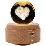 Can't Help Falling in Love Music Box, 3D Crystal Ball with Projection LED Light and Rotating Wooden Base for Birthday Valentine's Day Lover Women Mom Daughter (Love Cloud)