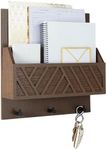 Mail Organizer Wall Mounted - Brown Wooden Mail Holder for Modern Keys Holder on Wall - Key Hanger Wall Mount - Key and Mail Holder for Wall - Hanging Mail Organizer Wall Mail Holder