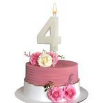 Wanna Party Metalic White Numerical No.4 Stick Candle, Number Candles for Birthday, Anniversary Cake, Candle for Cake Decoration