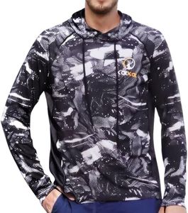Kalkal Long Sleeve Fishing Shirts for Men Sun Hoodie UPF 50+ UV Protection Shirts with Mask Hooded Rash Guards Quick Dry Black-L