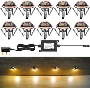 CHNXU Low Voltage LED Deck Lighting Kits with Transformer, 10 Pack IP65 Waterproof Outdoor Recessed Wall Patio Stairs Step Garden Yard Decorations Landscape Lights (Warm White, Bronze)