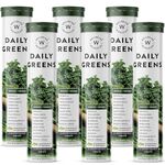 Wellbeing Nutrition Daily Greens | Wholefood Multivitamins with Vitamin C, Zinc, B6 for Immunity & Detox with Organic Certified Plant Superfoods & Antioxidants (15 Effervescent Tablets) Pack of 6
