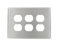 Leviton 84130-40 3-Gang Duplex Device Receptacle Wall Plate Oversized Device Mount Stainless Steel by Leviton