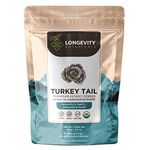 Organic Turkey Tail Mushroom Powder - Turkey Tail Mushroom Supplement - Promotes a Balanced Immune and Digestive System - 100% Fruiting Body - 100 grams - Longevity Botanicals