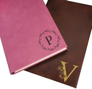 Daphne's Curations Personalized Vegan Leather Journal – Custom Engraved Lined Notebook with Name, Logo, or Monogram – 112 Page Compact Writing Journal for Men & Women – 6" x 8.5"