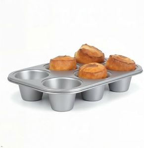 wivplik Nonstick Popover Pan, Extra Deep,6-Cup Capacity, Heavy-Duty Steel,13x9inch,Compact Design Fits Small Ovens,450°F Oven Safe