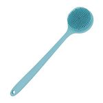 DNC Soft Silicone Back Scrubber Shower Bath Body Brush with Long Handle (Blue)