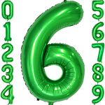 Giant Dark Green Balloon Number 6,40 Inch Dark Green 6th Mylar Foil Helium Birthday Decoration Balloons，Dark Green 6 Balloons For Anniversary Birthday Party Decors,6 Year Old Boy Girl Birthday Balloon