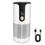 Arint Mini Car Air Purifier-True HEPA Portable Small Air Filter with LCD Display,15dB Quiet,USB-C Charging,Filters Smoke/Dust/Pet Dander in Car/Office/Desk/Travel（White）