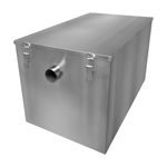 Commercial Grease Trap 120L Under Sink Interceptor 18KG Stainless Steel Waste Fat Oil Water Separator Filter Restaurant Kitchen Takeaway Hotel Café 50mm Inlet Outlet Compact 41cm H x 45cm W x 65cm D