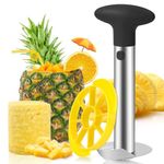 CUNSENR Premium Pineapple Corer and Slicer Tool - Pineapple Cutter with Sharp Serrated Tips - Easy to Use & Clean - Stainless Steel Core Remover for Pineapple - Slice and Core Fruits with Ease(Black)