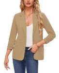 MINTLIMIT Blazers for Women UK Plus Size Classic Blazer Notched Lapel Suit Versatile (Khaki M)