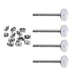 400pcs Hypoallergenic Stainless Steel Earrings Posts Flat Pad Blank Earring Pin Studs with Butterfly Earring Backs for Jewelry Making Findings (4mm)