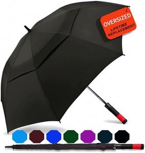 SIEPASA Golf Umbrella Large 62/68/72 Inch Automatic Open Golf Umbrella Extra Large Oversize Double Canopy Vented Umbrella Windproof Waterproof for Men and Women.(Black, 62",Red Handle)