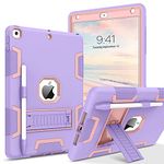 VENINGO for iPad 9th Generation Case, for iPad 8th/7th Gen Case, for iPad 10.2 2021/2020/2019 Case,3 in 1 Heavy Duty Rugged Shockproof Protective Cover with Stand Pen Holder,Purple/Rose Gold