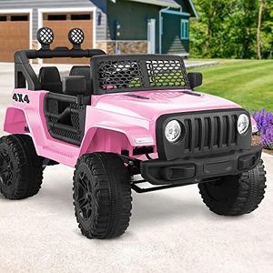 Mazam Kids Ride On Car Jeep Ride on Car with 12V Battery Twin Motors and Remote Control Suitable for 3-6 Years Pink