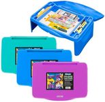 BAZIC Products Folding Lap Desk with Storage, Foldable Desk Collapsible Lap Table Laptop Tray, Portable Plastic Lapdesk for Drawing Writing Studying Eating, Assorted Colors, 3-Pack