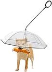 Paialu Pet Dog Transparent Umbrella -Easy View Clear Folding Puppy Adjustable Umbrella Keeps Your Pet Dry Comfortable in Rain with Leash (Style A)