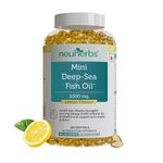 Neuherbs Mini Deep Sea Omega 3 Fish Oil Capsules 1000mg Supplement | EPA - 360mg, DHA - 240mg | With Vitamin E & D3 | Supports Heart, Brain, Muscle & Joint Health| Lemon Flavour - 200 Softgels
