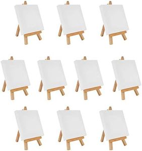 Belle Vous 10pz Mini Tele da Dipingere con Mini Cavalletto per Dipingere - Tela per Dipingere 10 x 10cm - Set Tele per Dipingere Pre-Stirate e Pronte - Mini Cavalletto Pittura Bambini per Disegno