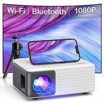 Mini Projector with WiFi Bluetooth, AKIYO Portable Projector Full HD 1080P Support with Tripod, Phone Projector for Home Theater, Video Projector Compatible with iOS/Android/HDMI/USB/Fire Stick/PS5