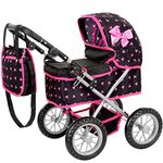 Kinderplay Dolls Pram | Toy Pram | Baby Doll Pram - Toy Pushchair | Dolls Buggy | Dolls Pushchair | Doll Stroller with Adjustable Handle (33-63 cm), model KP0261R