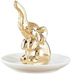 Colias Wing Home Desk Ornaments Wedding Decoration-Lovely Elephant Stylish Design Ceramic Trinkets Tray Necklace Earrings Rings Stand Display Organizer Holder Jewelry Holder Decor Dish Plate-Gold,