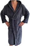 HOMELEVEL Flannel Oversize Bathrobe Unisex for Women and Men Dressing Gown Sauna Dressing Gown Travel Dressing Gown Cosy Soft Sauna Dressing Gown