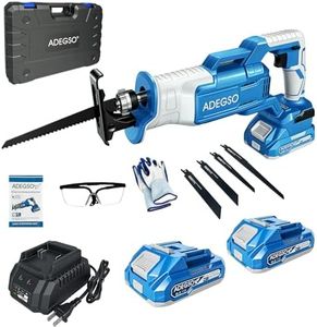 Reciprocating Saw Cordless, Battery Powered with 2×2.0Ah Batteries & 4 Blades, High Power Saw with Long Runtime, Portable Variable Speed Electric Saw for Wood/Metal/PVC/Plastic Cutting