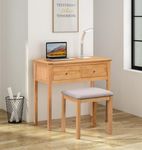 Hallowood Furniture Hereford Oak Large Dressing Table, Solid Wooden Radiator Table with 2 Drawers in Light Oak, Vanity Desk, Console Table for Living Room, Bedroom Furniture